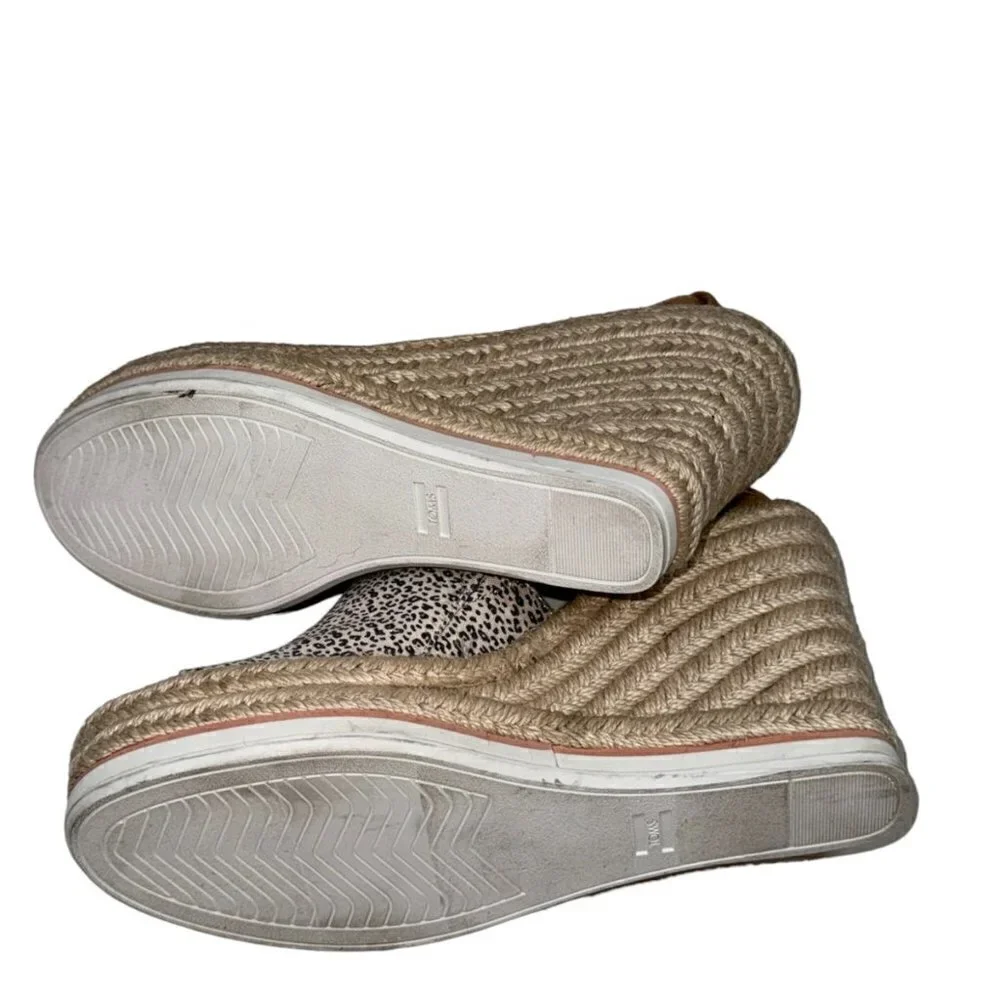 Toms Marisol Womens Espadrille Wedge Sandal‎ Leopard size 9.5 Lk Nw!